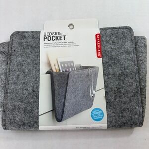 Kikkerland Bedside Pocket Organizer OS Gray Excellent Felt Storage Caddy OR74